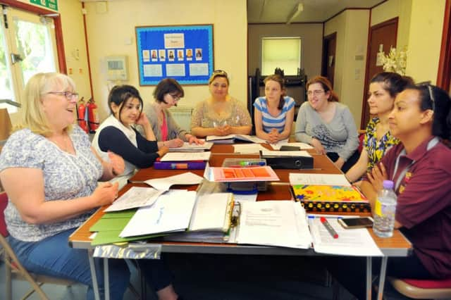 An  EU referendum  round-the-table chat at Burley Park Children's Centre, St Matthias' St, Burley.  From left Fiona Serrao, Tehmeena Tahir, Sonya Horner, Maya Srengelia, Patrycya Swerczyosko, Sara Levy, Sadia Hussain, Luwam Elias.