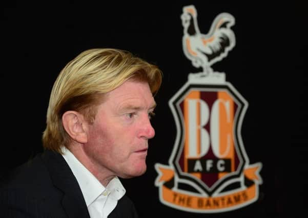 Stuart McCall is introduced as the new Bradford City manager at Valley Parade earlier today. Picture: Scott Merrylees.