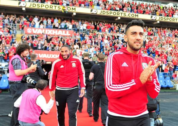 Wales' Neil Tayor celebrates his teams success at Euro 2016 with a public celebration event at the Cardiff City Stadium. Picture: Simon Galloway/PA Wire.