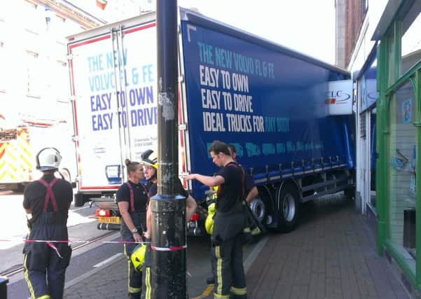 A lorry smashed through CLC bookshop window on West Street. Photo Dan Hobson