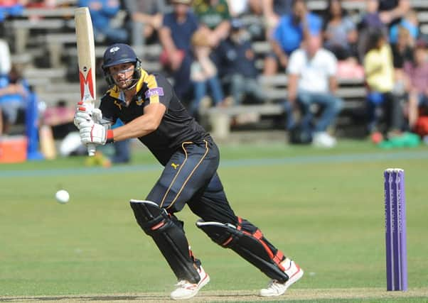 Yorkshire Vikings' Tim Bresnan, on his way to 95 not out against Nottinghamshire Outlaws at Scarborough on wednesday in the Royal London Cup. Picture: Dave Williams.