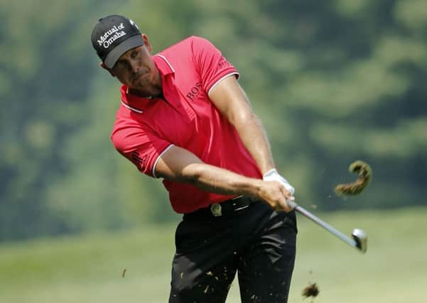 Henrik Stenson plays his approach shot on the 17th hole during the second round of the PGA Championshipat Baltusrol (Picture: Mike Groll/AP).