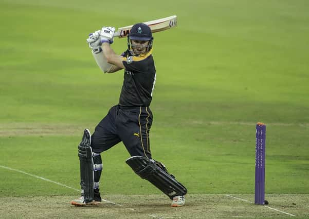 Travis Head hits out as he top-scores for Yorkshire with 53 in their defeat to Warwickshire (Picture: Allan McKenzie/SWpix.com).