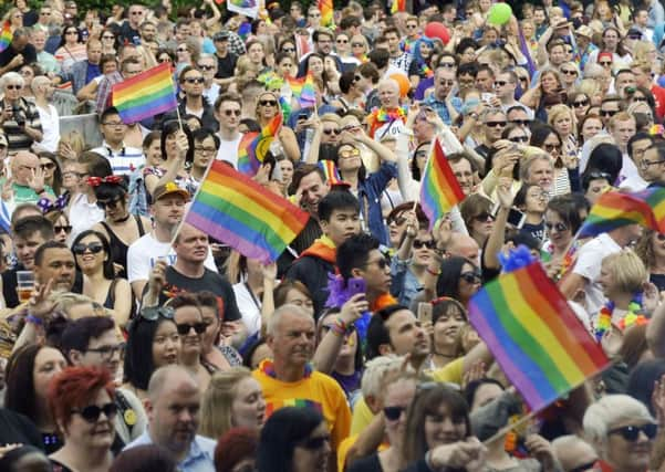 Revellers enjoy Leeds Pride 2016 in Millennium Square. Picture by Steve Riding.