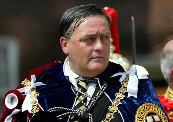 The Duke of Westminster Gerald Cavendish Grosvenor, arriving at  St George's Chapel, Windsor Castle, Berkshire for the annual Order of the Garter procession where new knights take their royal oath and are invested in the insignia.