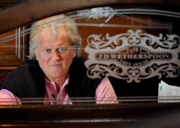 Wetherspoon chairman Tim Martin on the Brexit campaign trail in the Grey Friar pub in Preston