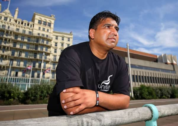 Bus driver Abdul Rashid from Middlesbrough who was racially abused following the Brexit vote before delivering a speech to the annual TUC Congress in Brighton. Picture: Gareth Fuller/PA Wire