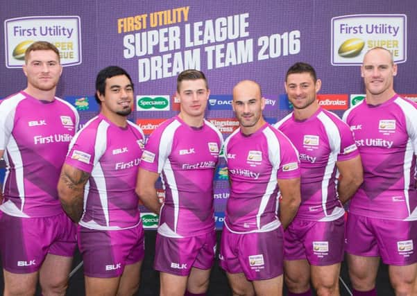 The Hull FC contingent of the Super League Dream Team (from left): Scott Taylor, Mahe Fonua, Jamie Shaul, Danny Houghton, Mark Minichiello and Gareth Ellis. Picture by Alex Whitehead/SWpix.com