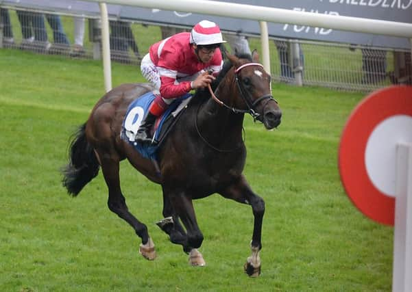 Rivet, ridden by Frankie Dettori, wins the British Stallion Studs EBF Convivial Maiden Stakes at York's Ebor Festival. Picture: Anna Gowthorpe/PA.