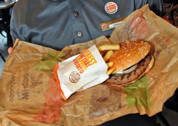 Burger King and Subway are at the botton of a hospital healthy food table