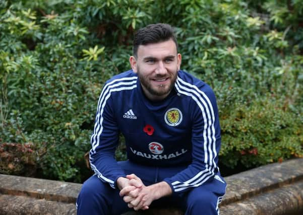 BRING ON ENGLAND: Scotlands Robert Snodgrass takes a break after a training session at Mar Hall, Glasgow ahead of the trip to Wembley. Picture: Andrew Milligan/PA