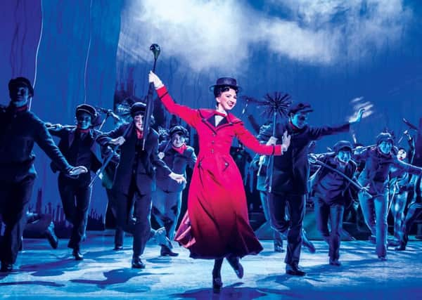 Step In Time. Zizi Strallen as Mary Poppins and the company.