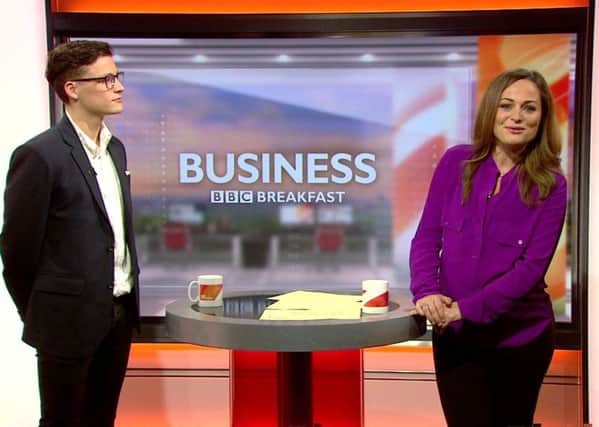 Victoria Fritz on the set of BBC Breakfast