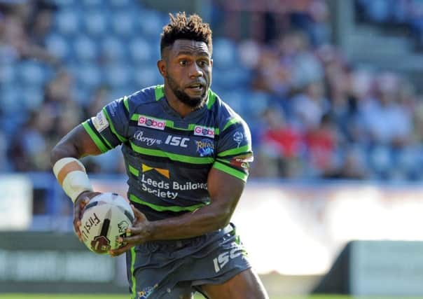 18 September 2016.......   Huddersfield Giants v Leeds Rhinos. 
Rhinos James Segeyaro.  Picture Tony Johnson.