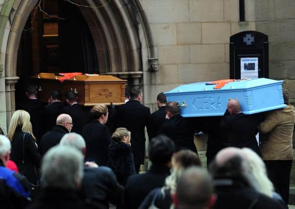 The funeral of Andrew and Kiera Broadhead, at Wakefield Cathedral.