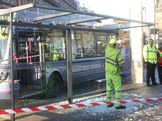 The aftermath of the incident in Pinstone Street, Sheffield