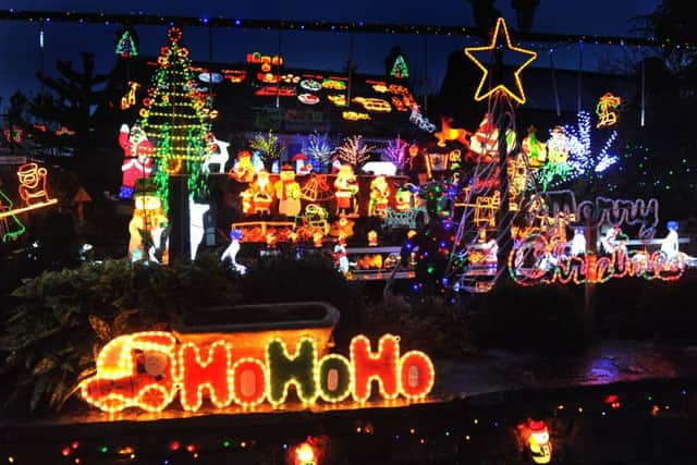 The spectacular array of Christmas lights that adorn the garden of Eric and Jean Marshall's Bagby home.  Pictures: Gary Longbottom