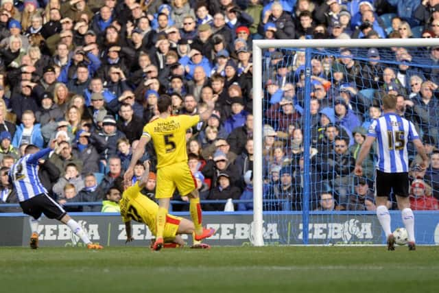 Matt Derbyshire beats goalkeeper Keiren Westwood to give Rotherham victory at S6 last season.