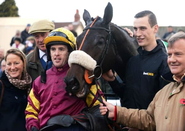 MAGIC MOMENT: Trainer Kim Bailey, with Harry Topper after Rowland Meyrick success at Wetherby on Boxing Day in 2013. Picture: Bruce Rollinson