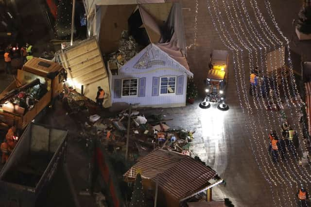 The site of the Christmas market beside the memorial church in Berlin