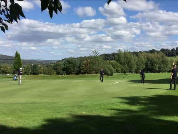 Leeds Union's Tom Broxup putts during the YIDU six-man championship at Halifax Bradley Hall (Picture: Chris Stratford).