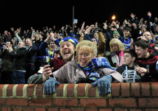 February: Warrington Wolves fans at Headingley Stadium, Leeds. Picture by Tony Johnson