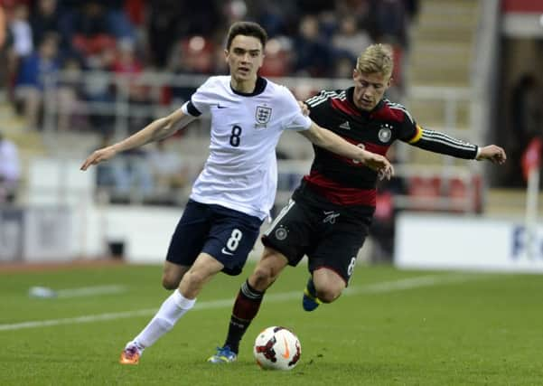 Alex Gilliead, front, in action for England's Under-18s.