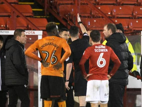 Paul Heckingbottom was sent to the stands in the second half