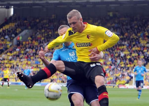 Joel Ekstrand, pictured playing against Leeds United during his Watford days.