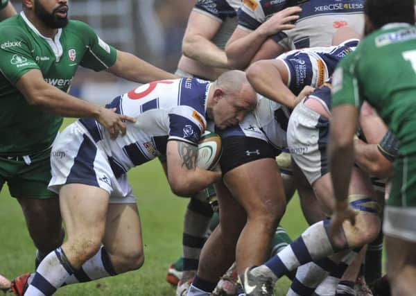 Phil Nilson carries the ball in a rolling maul which was collapsed for a penalty try (Picture: Steve Riding)