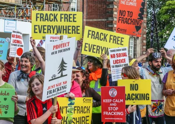 Fracking protesters outside County Hall, Northallerton.