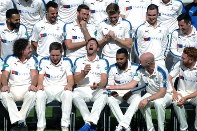 Yorkshire players enjoy a laugh during the photo call at Wednesday's media day (
Picture: Jonathan Gawthorpe).