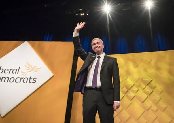 Lib Dem leader Tim Farron, addressing his party faithful in York.