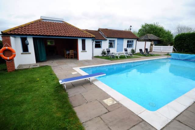 The pool and pool house at Cufforth House