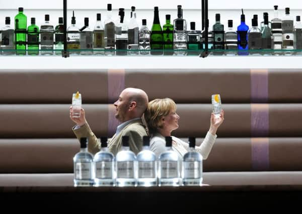 Karl Mason with his wife Catherine with Yorkshire's first Gin, at the New Ellington, York Place, Leeds...12th June 2013.Picture by Simon Hulme