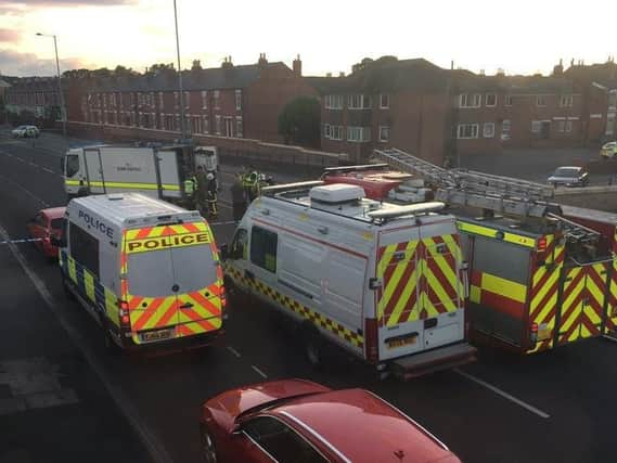 Scene of Westgate End, Wakefield on Sunday night. Picture by Luke Battensby