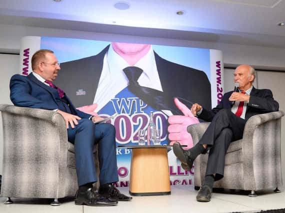 Sir Vince Cable in conversation with Alfie Moore backing the Weston Park Cancer Charity's 1m 2020 For Business Appeal at Westfield Health in Sheffield.