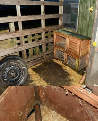 The sawn-off shotgun was found hidden inside an empty rabbit hutch.