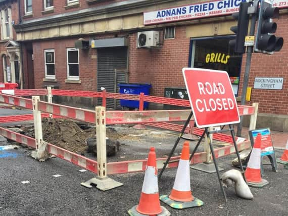 Burst water main on Rockingham Street