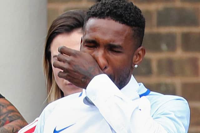 Jermain Defoe outside St Joseph's Church in Blackhall, County Durham. PIC: PA