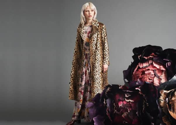 Leopard luxe: Fashions lust affair with animal print is taken to further heights of opulence this coming season, displays on tactile textures from hairy hyde to dense fur fabrics. Were talking irresistibly touchable coats, bags and footwear to bring chic and cosy glamour. 
Leopard coat, Â£188, coming to Anthropologie at Victoria Gate in Leeds.