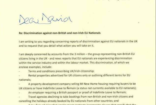 Paul Blomfield's letter