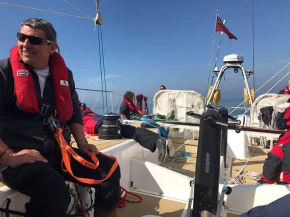 Harrogate man Mick Husband in Gosport last week helping prepare the yacht for the Clipper Round the World Yacht Race.