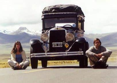 The couple pictured earlier in their epic journey, in Altiplano, Peru.