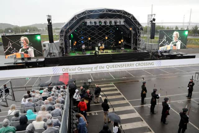 The Queen opens the new bridge across the Firth of Forth.