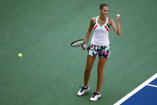 Karolina Pliskova, on her way to US Open victory against Jennifer Brady in New York. AP/Jason Decrow.