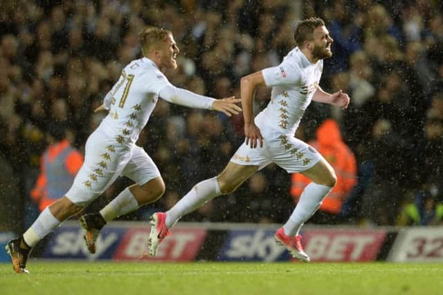 Stuart Dallas wheels away after scoring late on