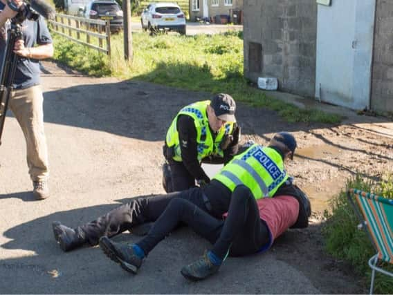 A fracking protester