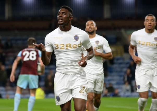 Hadi Sacko celebrates scoring Leeds opening goal. against Burnley Picture Bruce Rollinson