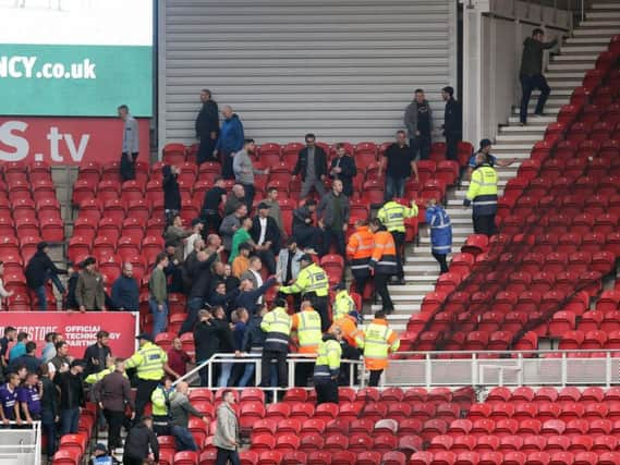 Sheffield United fans inside Middlesbrough's Riverside Stadium. PA